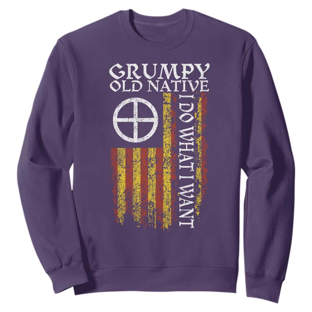 Funny Native American Sweatshirt Grumpy Old Native I Do What I Want American Flag TS11 Purple Print Your Wear