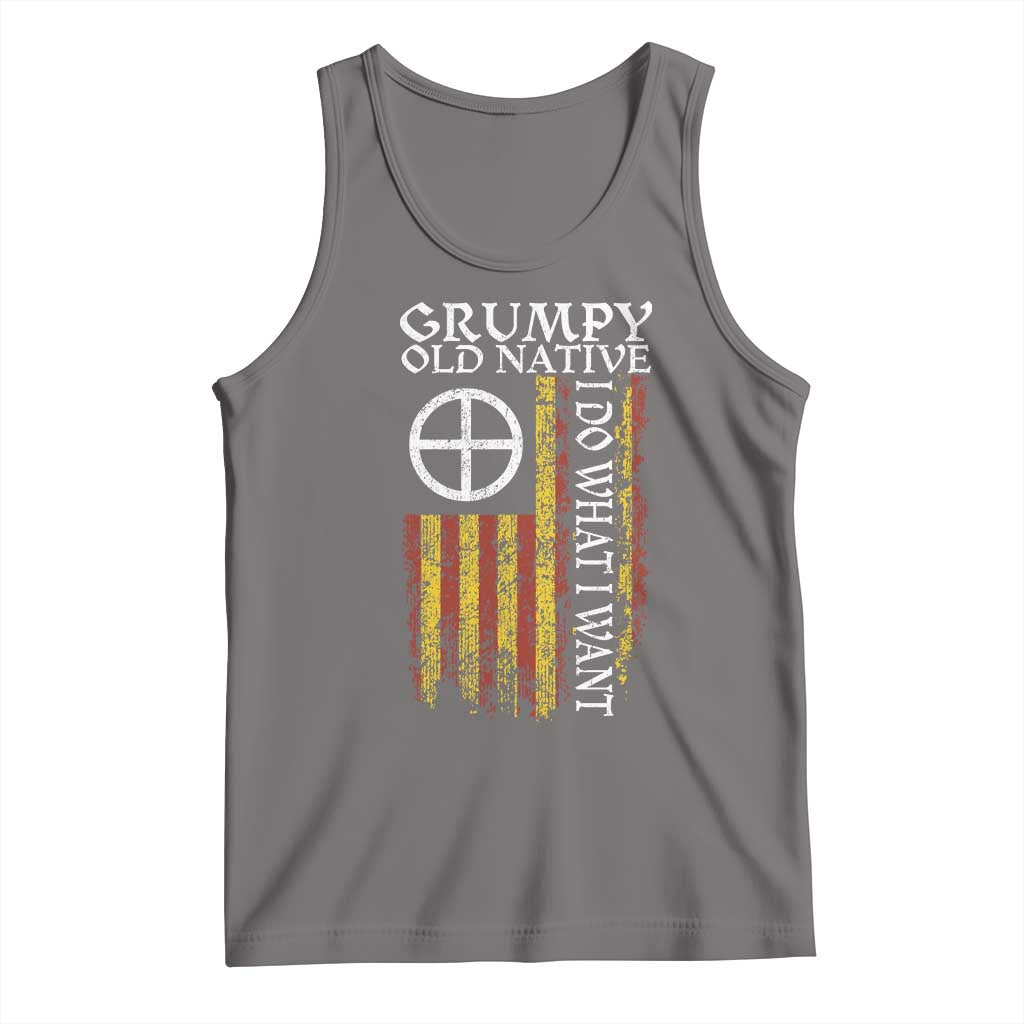 Funny Native American Tank Top Grumpy Old Native I Do What I Want American Flag TS11 Deep Heather Print Your Wear