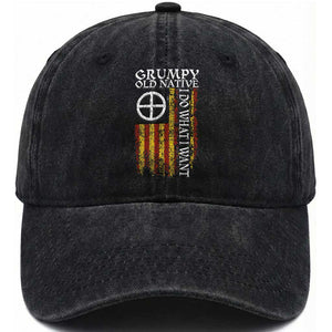 Funny Native American Washed Cotton Baseball Cap Grumpy Old Native I Do What I Want American Flag TS11 Print Your Wear