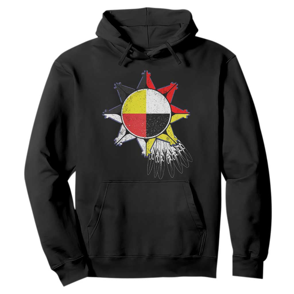 Oglala Lakota Native American Medicine Wheel Feathers Hoodie TS11 Black Print Your Wear