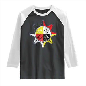 Oglala Lakota Nation Medicine Wheel Native American Raglan Shirt TS11 Black White Print Your Wear