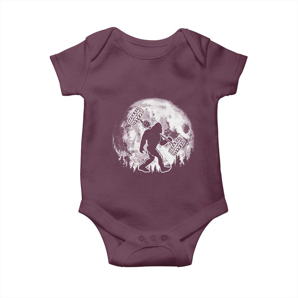 Funny Bigfoot Offroad Car Night Stroll Adventure Baby Onesie TS11 Maroon Print Your Wear