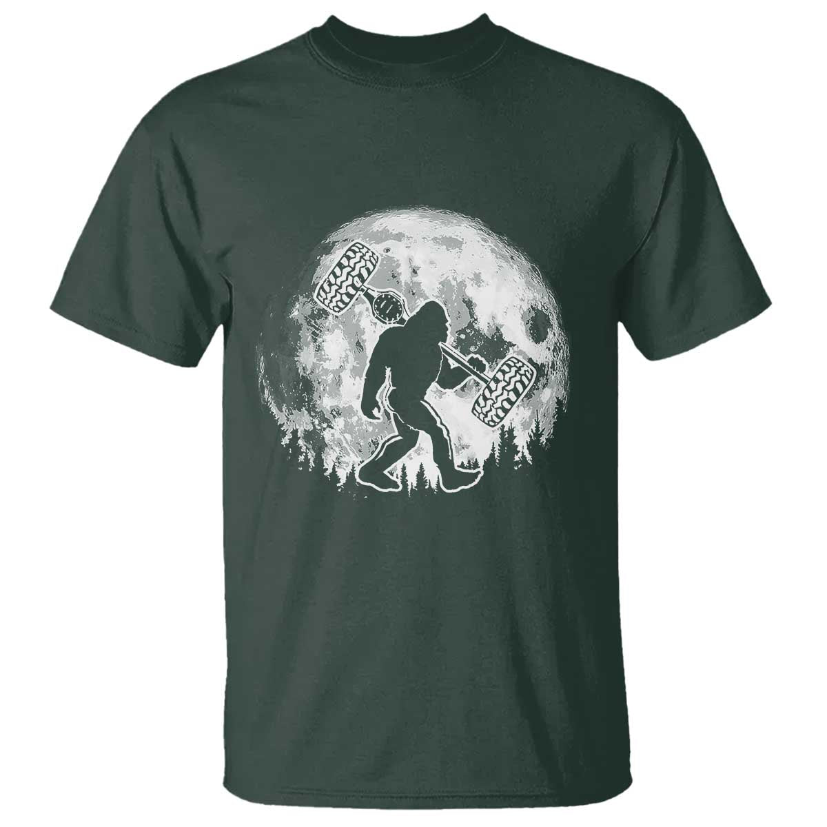 Funny Bigfoot Offroad Car Night Stroll Adventure T Shirt TS11 Dark Forest Green Print Your Wear