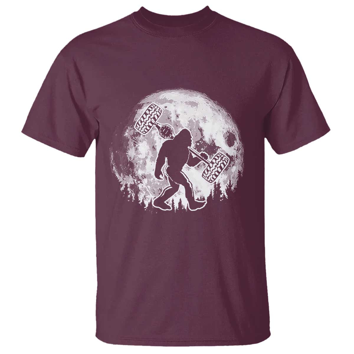 Funny Bigfoot Offroad Car Night Stroll Adventure T Shirt TS11 Maroon Print Your Wear
