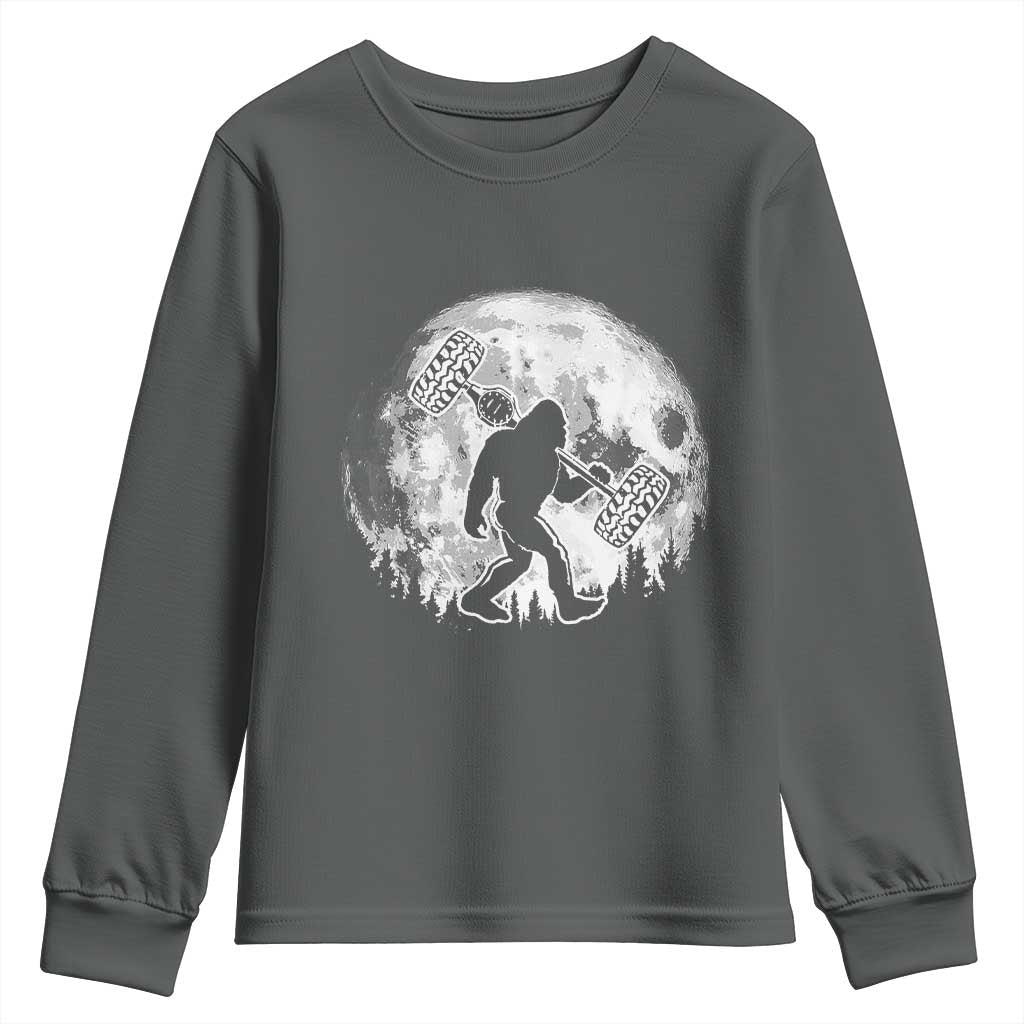 Funny Bigfoot Offroad Car Night Stroll Adventure Youth Sweatshirt TS11 Dark Heather Print Your Wear