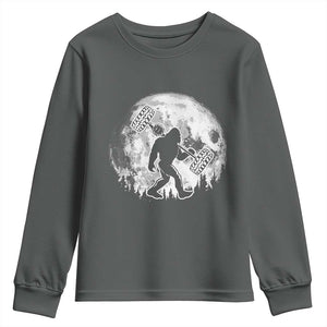 Funny Bigfoot Offroad Car Night Stroll Adventure Youth Sweatshirt TS11 Dark Heather Print Your Wear