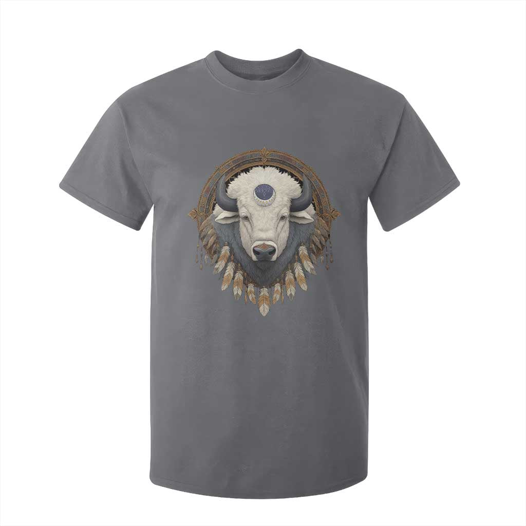 Native American White Buffalo And Eagle Feathers T Shirt For Kid TS11 Charcoal Print Your Wear