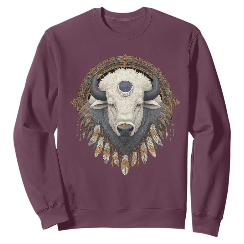 Native American White Buffalo And Eagle Feathers Sweatshirt TS11 Maroon Print Your Wear