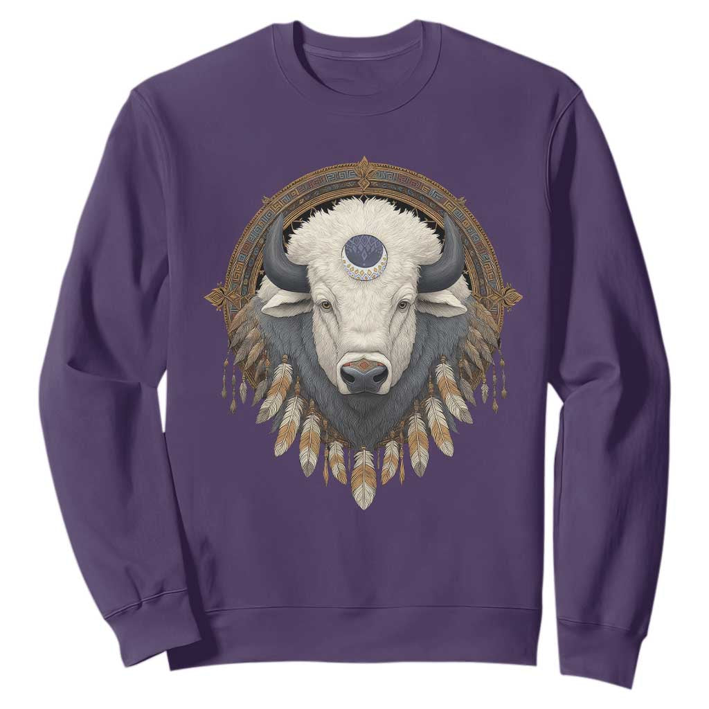 Native American White Buffalo And Eagle Feathers Sweatshirt TS11 Purple Print Your Wear