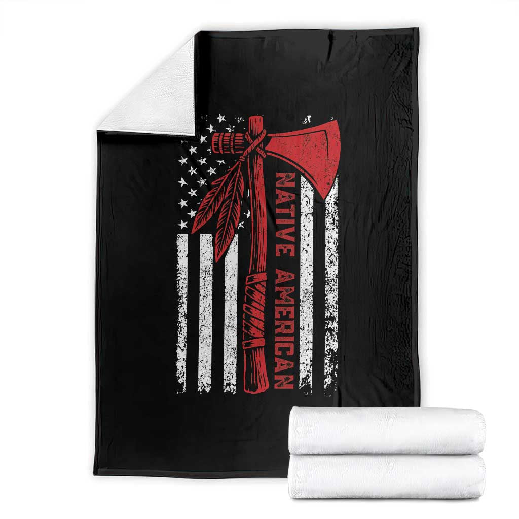 Native American Tomahawk Vintage USA Flag Tribal Tradition Throw Blanket TS11 Black Print Your Wear