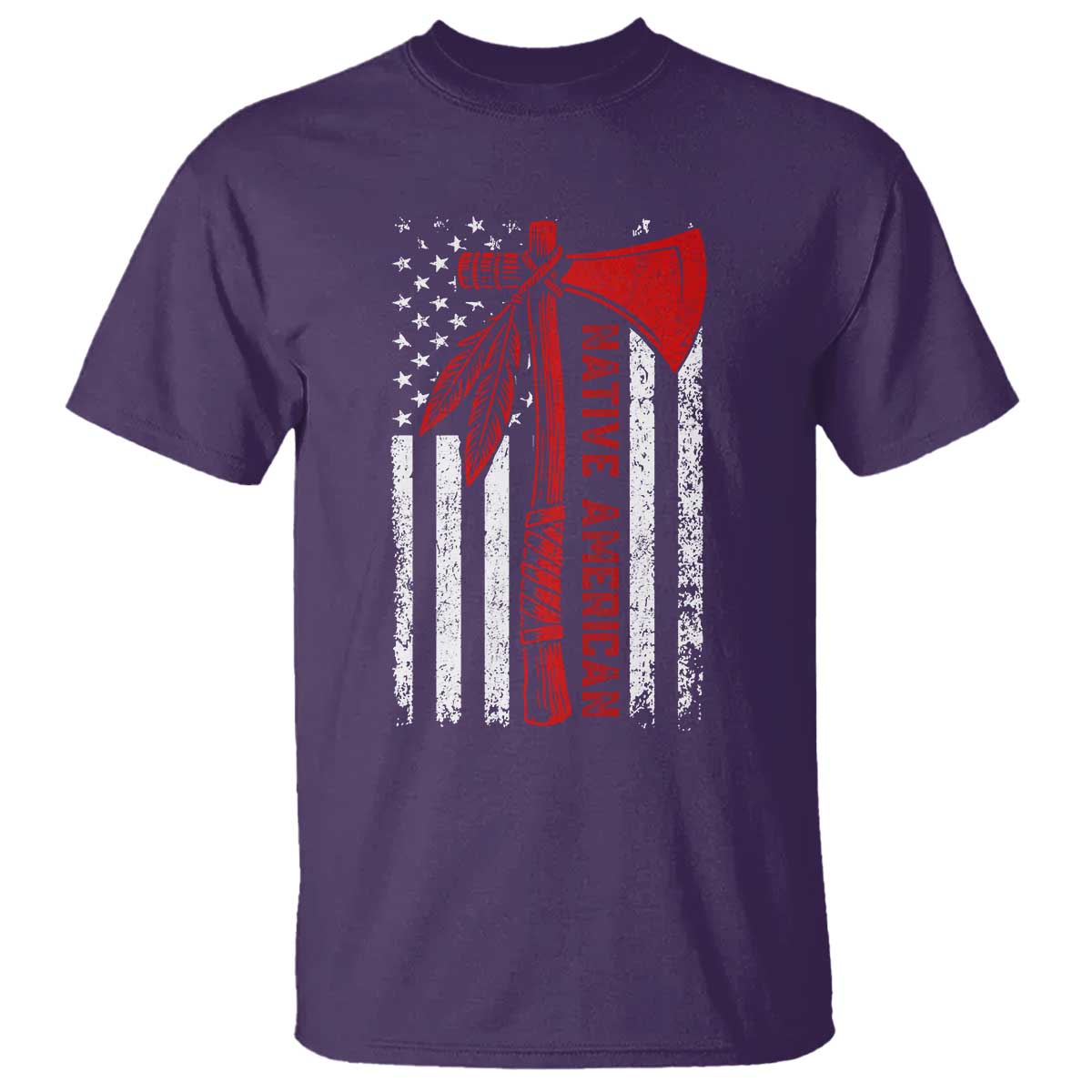 Native American Tomahawk Vintage USA Flag Tribal Tradition T Shirt TS11 Purple Print Your Wear