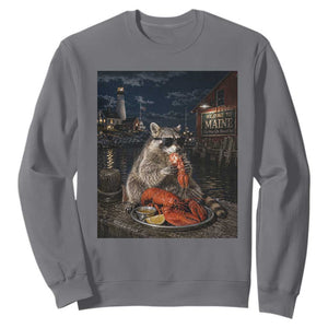 Funny Raccoon Eating Maine Lobster Meme New England Sweatshirt