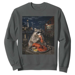 Funny Raccoon Eating Maine Lobster Meme New England Sweatshirt