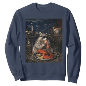Funny Raccoon Eating Maine Lobster Meme New England Sweatshirt