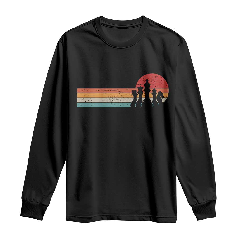 Retro Chess Player Long Sleeve Shirt Funny Board Game Themed
