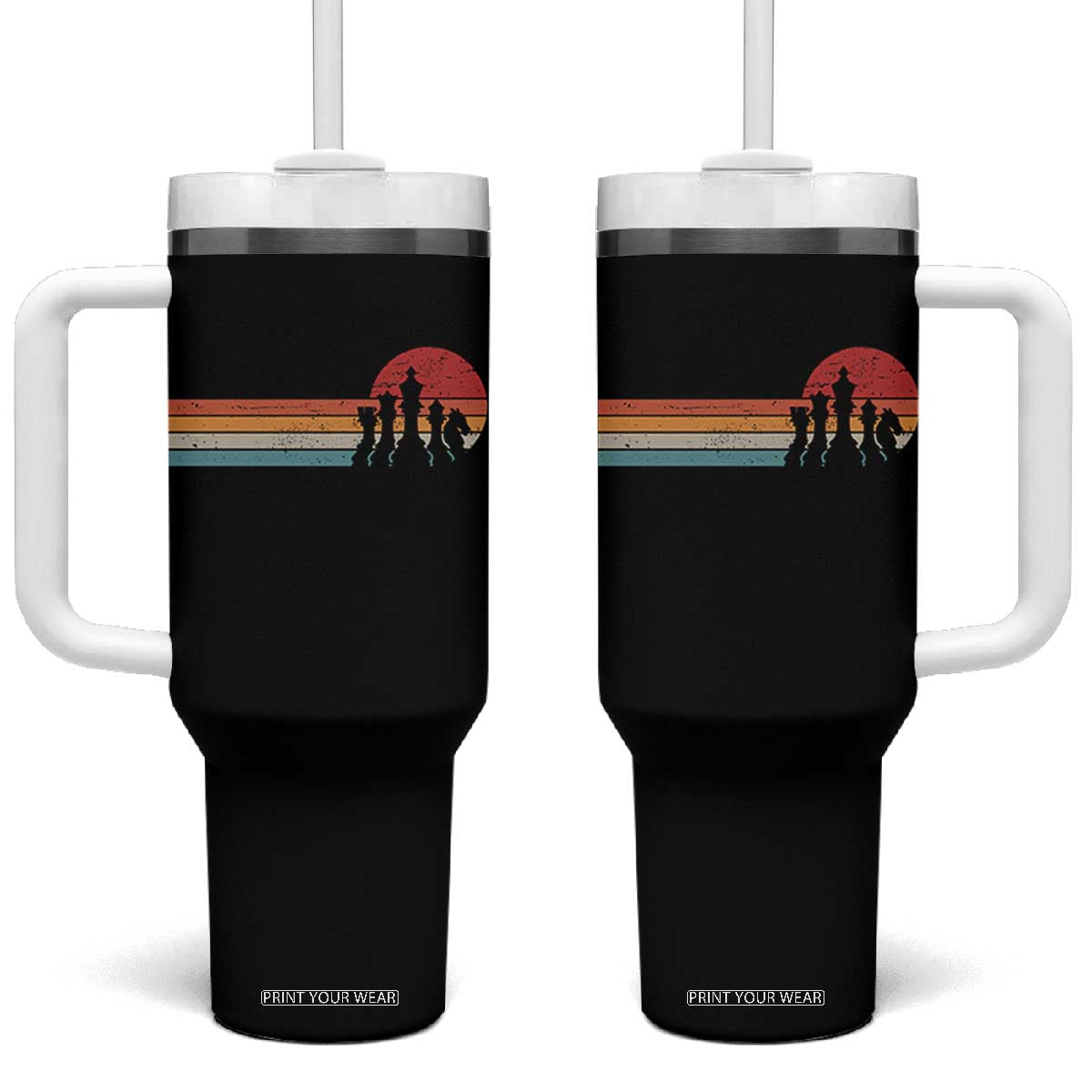 Retro Chess Player Tumbler With Handle Funny Board Game Themed