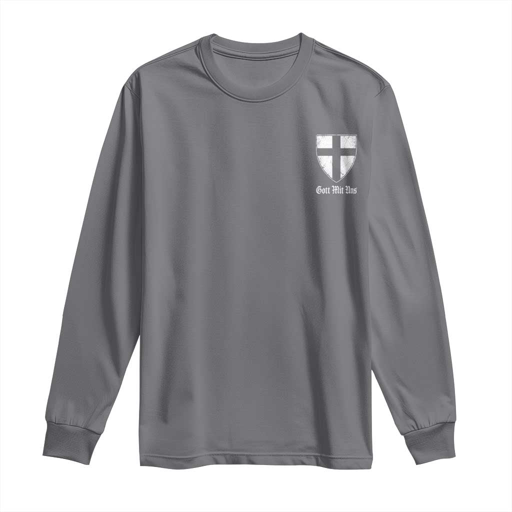 Teutonic Order Flag Cross Gott Mit Uns Long Sleeve Shirt Knight Insignia Arms Shield TS11 Charcoal Print Your Wear