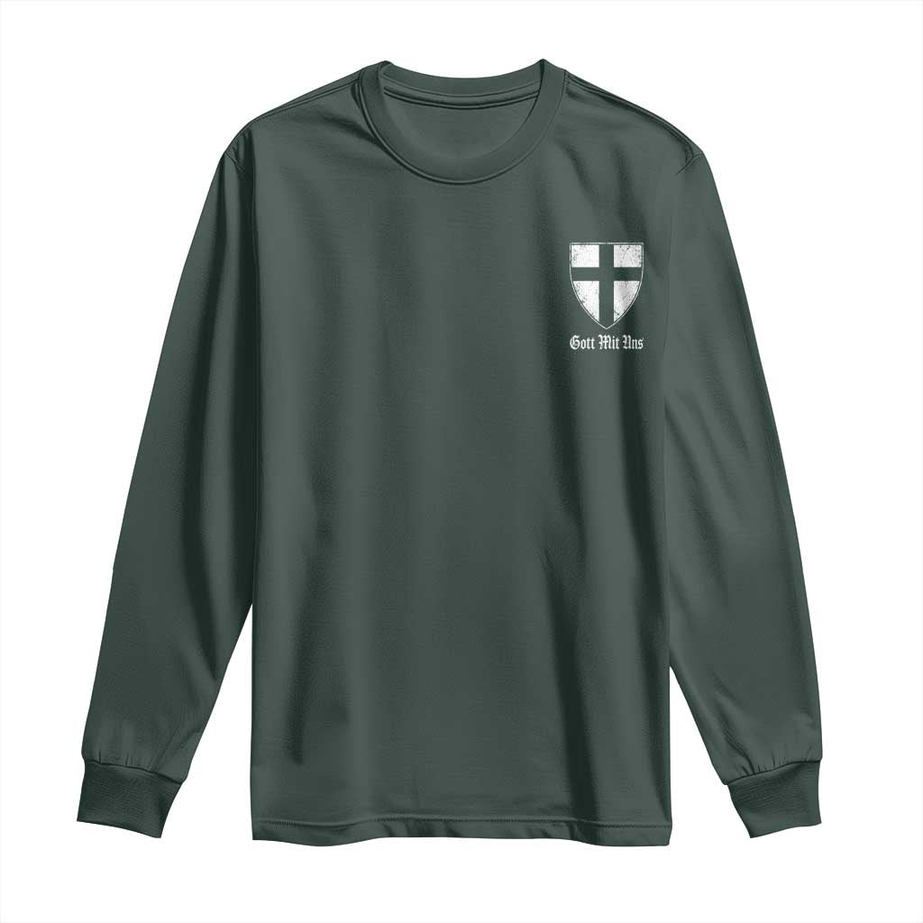 Teutonic Order Flag Cross Gott Mit Uns Long Sleeve Shirt Knight Insignia Arms Shield TS11 Dark Forest Green Print Your Wear