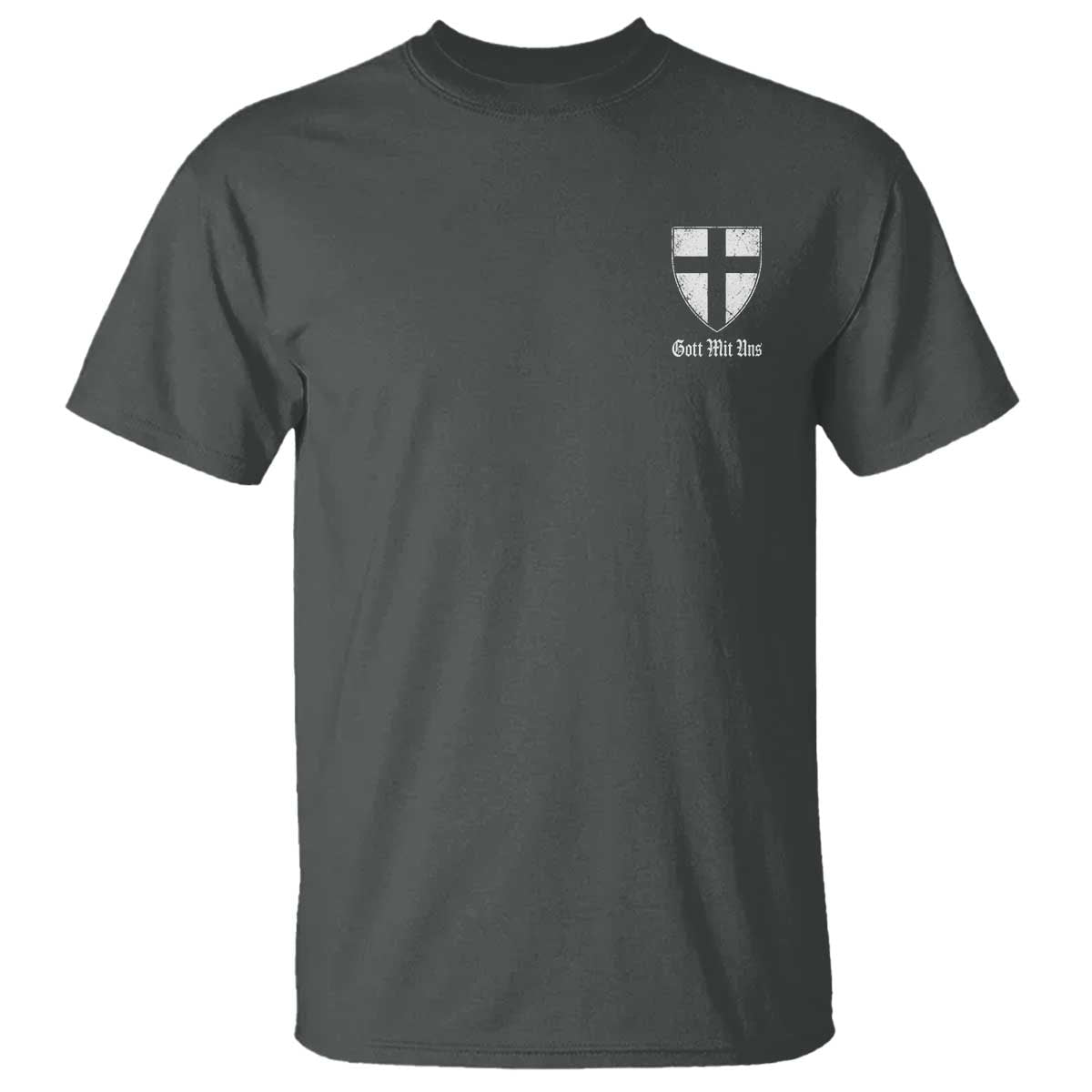 Teutonic Order Flag Cross Gott Mit Uns T Shirt Knight Insignia Arms Shield TS11 Dark Heather Print Your Wear