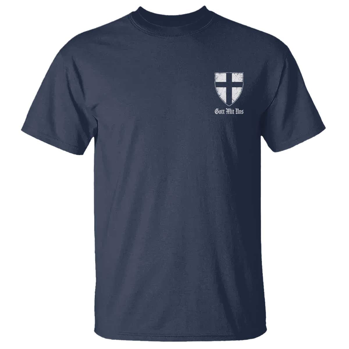 Teutonic Order Flag Cross Gott Mit Uns T Shirt Knight Insignia Arms Shield TS11 Navy Print Your Wear