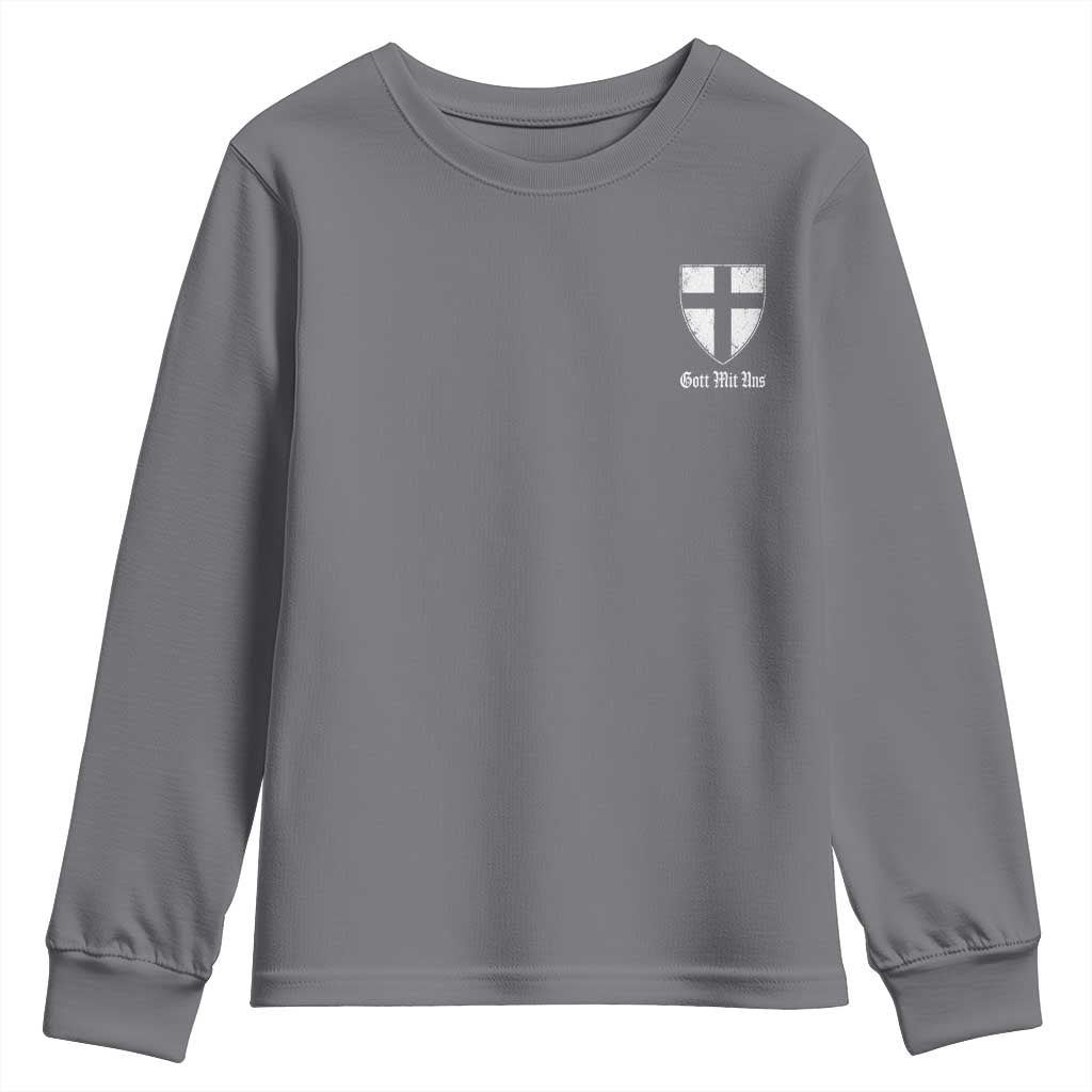 Teutonic Order Flag Cross Gott Mit Uns Youth Sweatshirt Knight Insignia Arms Shield TS11 Charcoal Print Your Wear