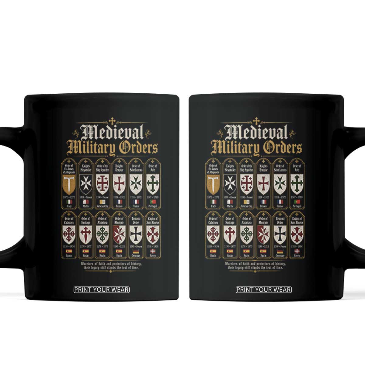 Medieval Military Orders Coffee Mug Knights Templar History Crusader Cross