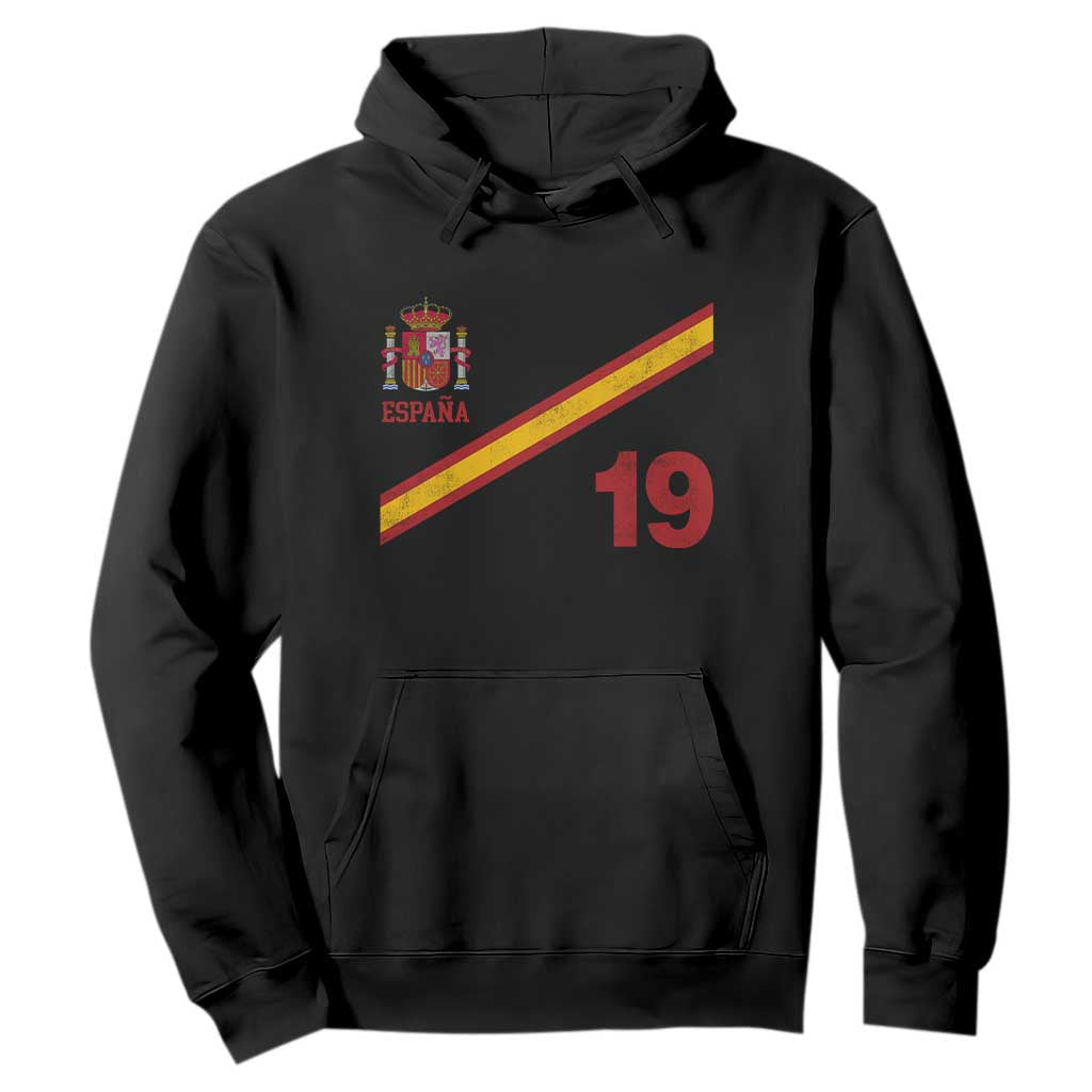 Espana Spain Football Hoodie Spanish Flag Stripes Number 19 Athletic Soccer National Pride TS11 Black Print Your Wear