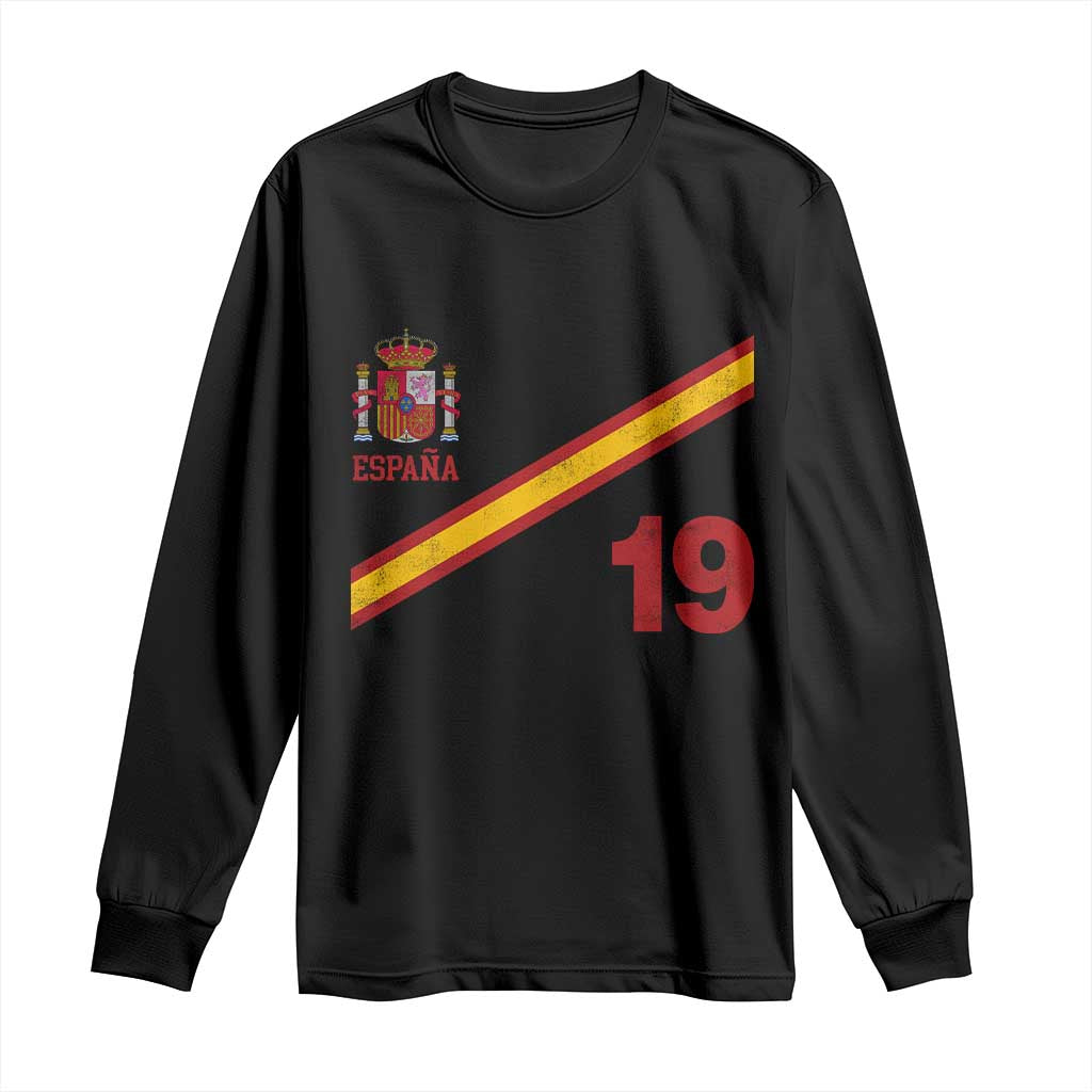 Espana Spain Football Long Sleeve Shirt Spanish Flag Stripes Number 19 Athletic Soccer National Pride TS11 Black Print Your Wear