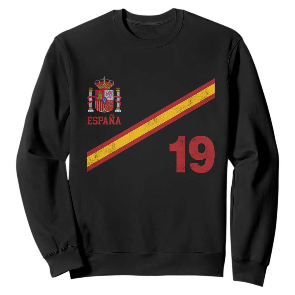 Espana Spain Football Sweatshirt Spanish Flag Stripes Number 19 Athletic Soccer National Pride TS11 Black Print Your Wear