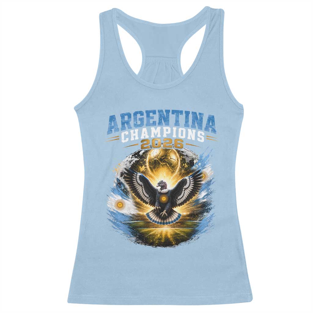 Argentina Champions 2026 Racerback Tank Top Proud Argentinian Football Fan TS11 Light Blue Print Your Wear
