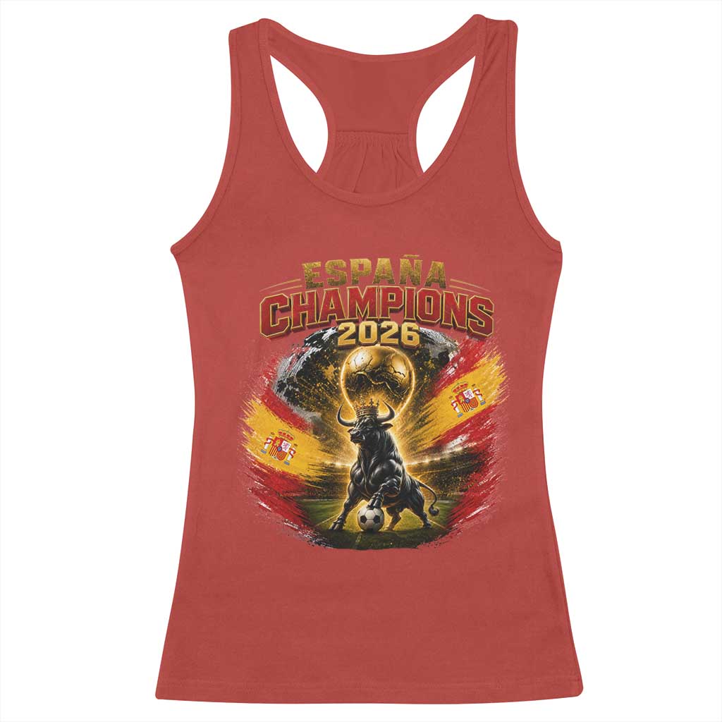 Espana Champions 2026 Racerback Tank Top Spain Football Fan Spanish Bull Graphic TS11 Red Print Your Wear