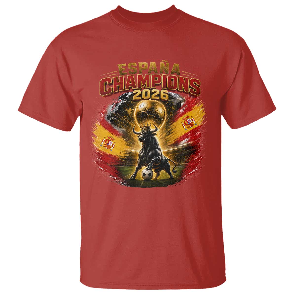 Espana Champions 2026 T Shirt Spain Football Fan Spanish Bull Graphic TS11 Red Print Your Wear