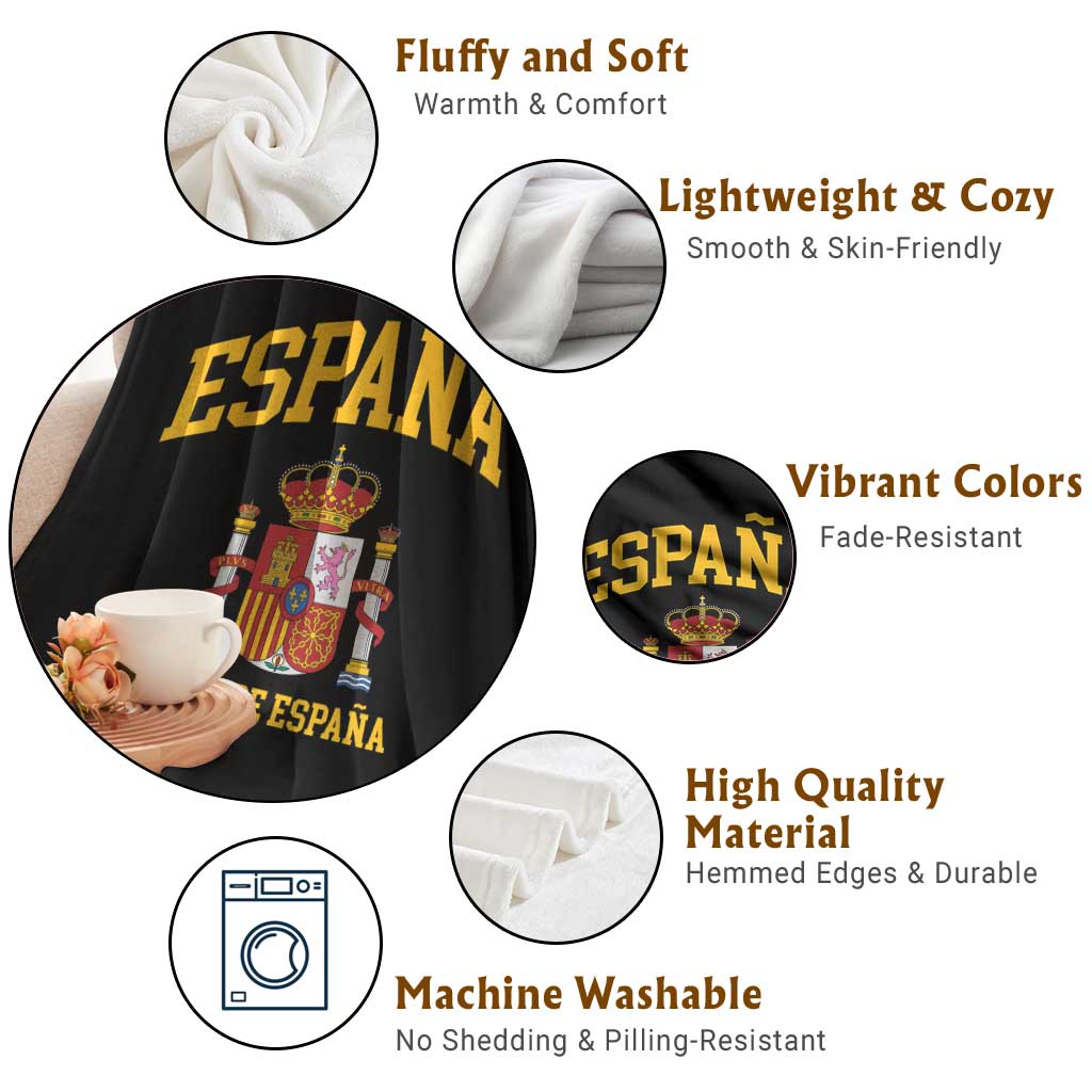 Spain Reino De Espana Throw Blanket Vintage Spanish Flag Coat of Arms TS11 Print Your Wear