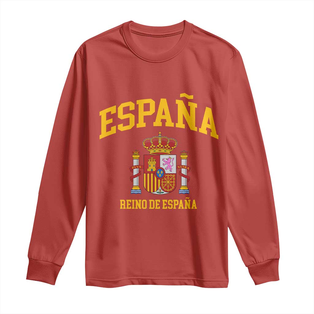 Spain Reino De Espana Long Sleeve Shirt Vintage Spanish Flag Coat of Arms TS11 Red Print Your Wear