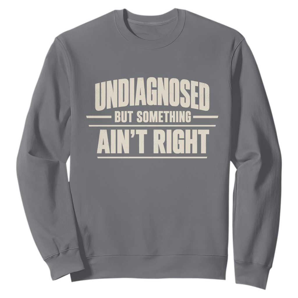 Undiagnosed But Something Ain't Right Sweatshirt Funny Sarcastic Bold Text TS11 Charcoal Print Your Wear