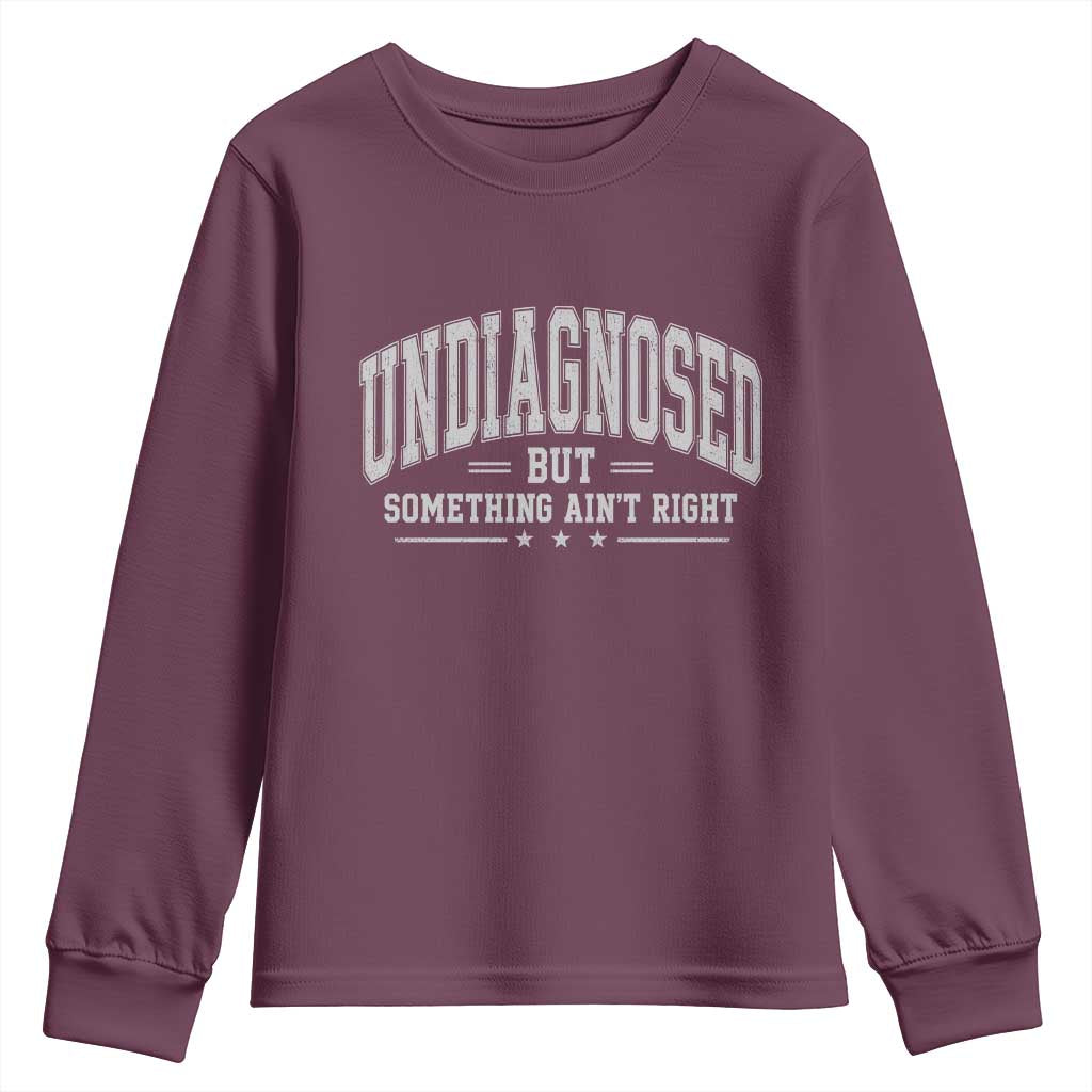 Undiagnosed But Something Ain't Right Youth Sweatshirt Funny Saying TS11 Maroon Print Your Wear