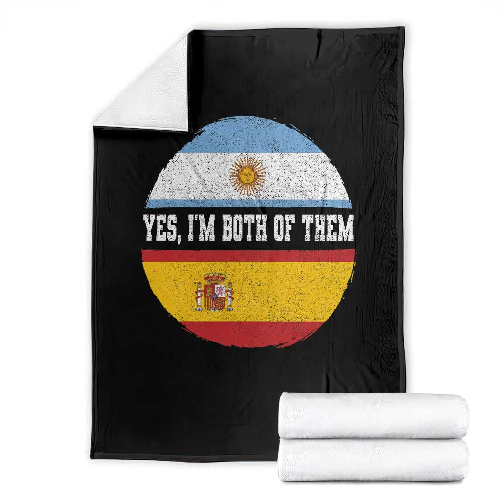 Spanish Argentinian Roots Throw Blanket Yes I'm Both Of Them Vintage Spain Argentina Half Flag TS11 Black Print Your Wear