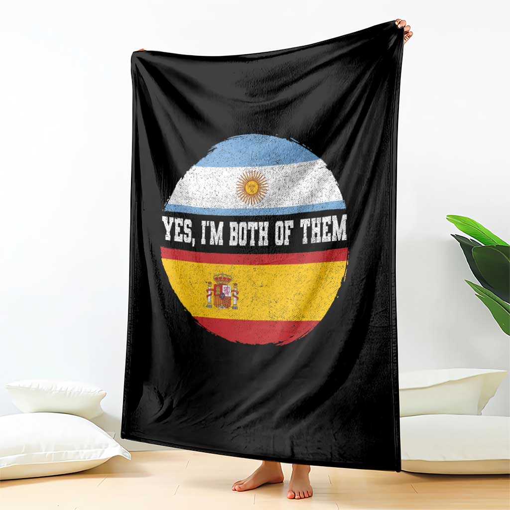 Spanish Argentinian Roots Throw Blanket Yes I'm Both Of Them Vintage Spain Argentina Half Flag TS11 Print Your Wear