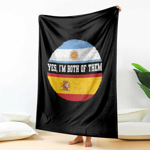 Spanish Argentinian Roots Throw Blanket Yes I'm Both Of Them Vintage Spain Argentina Half Flag TS11 Print Your Wear