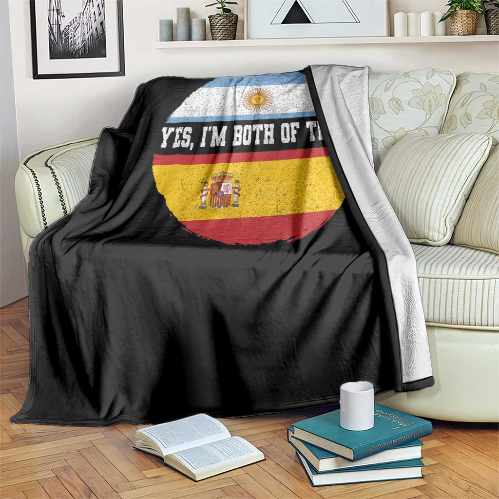Spanish Argentinian Roots Throw Blanket Yes I'm Both Of Them Vintage Spain Argentina Half Flag TS11 Print Your Wear