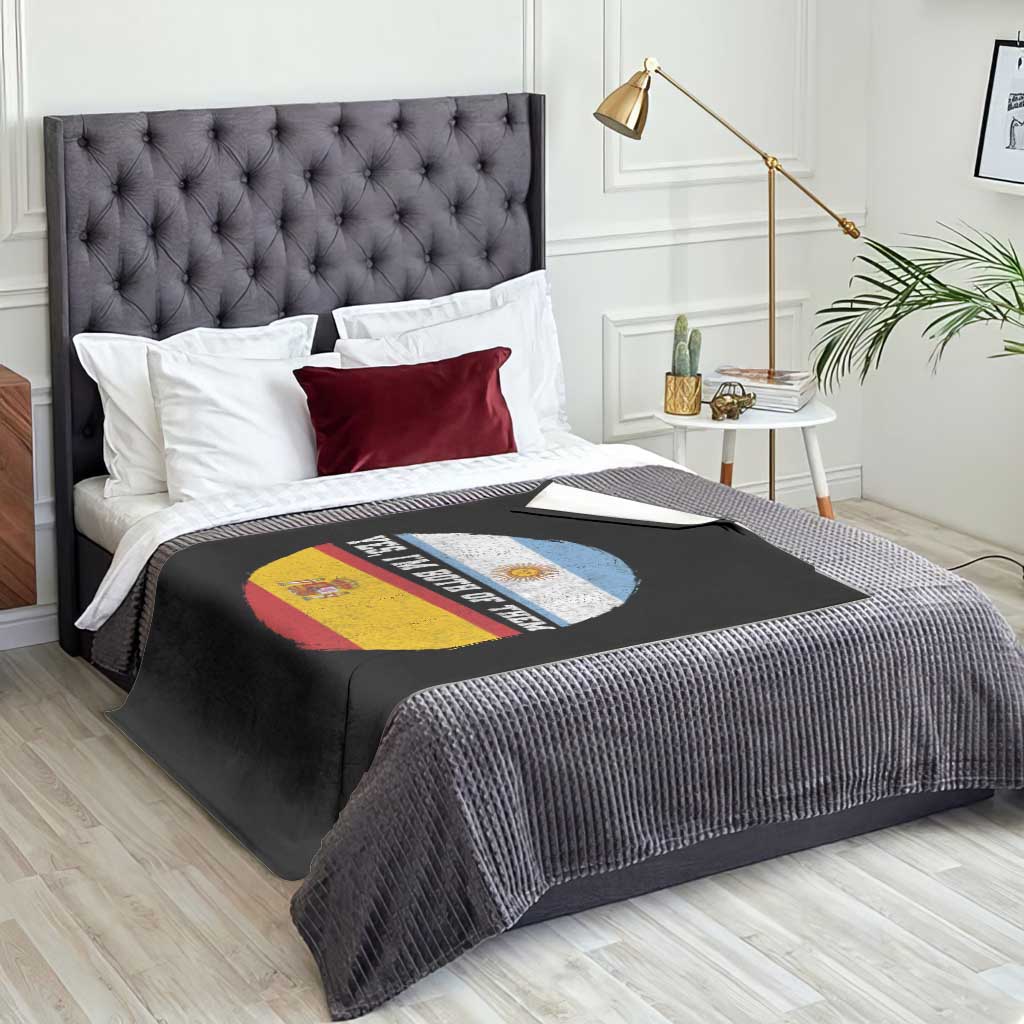 Spanish Argentinian Roots Throw Blanket Yes I'm Both Of Them Vintage Spain Argentina Half Flag TS11 Print Your Wear