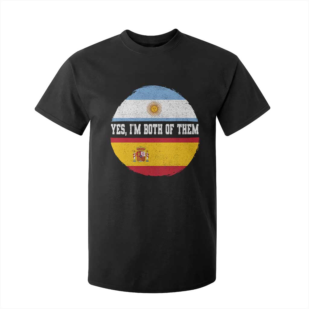Spanish Argentinian Roots T Shirt For Kid Yes I'm Both Of Them Vintage Spain Argentina Half Flag TS11 Black Print Your Wear