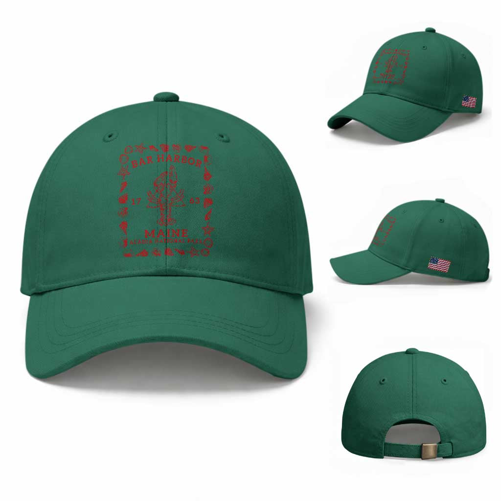 Bar Harbor Maine Lobster Acadia National Park 1763 Baseball Cap TS11 Baseball Cap Universal Fit Irish Green Print Your Wear
