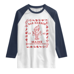 Bar Harbor Maine Lobster Acadia National Park 1763 Raglan Shirt TS11 White Navy Print Your Wear