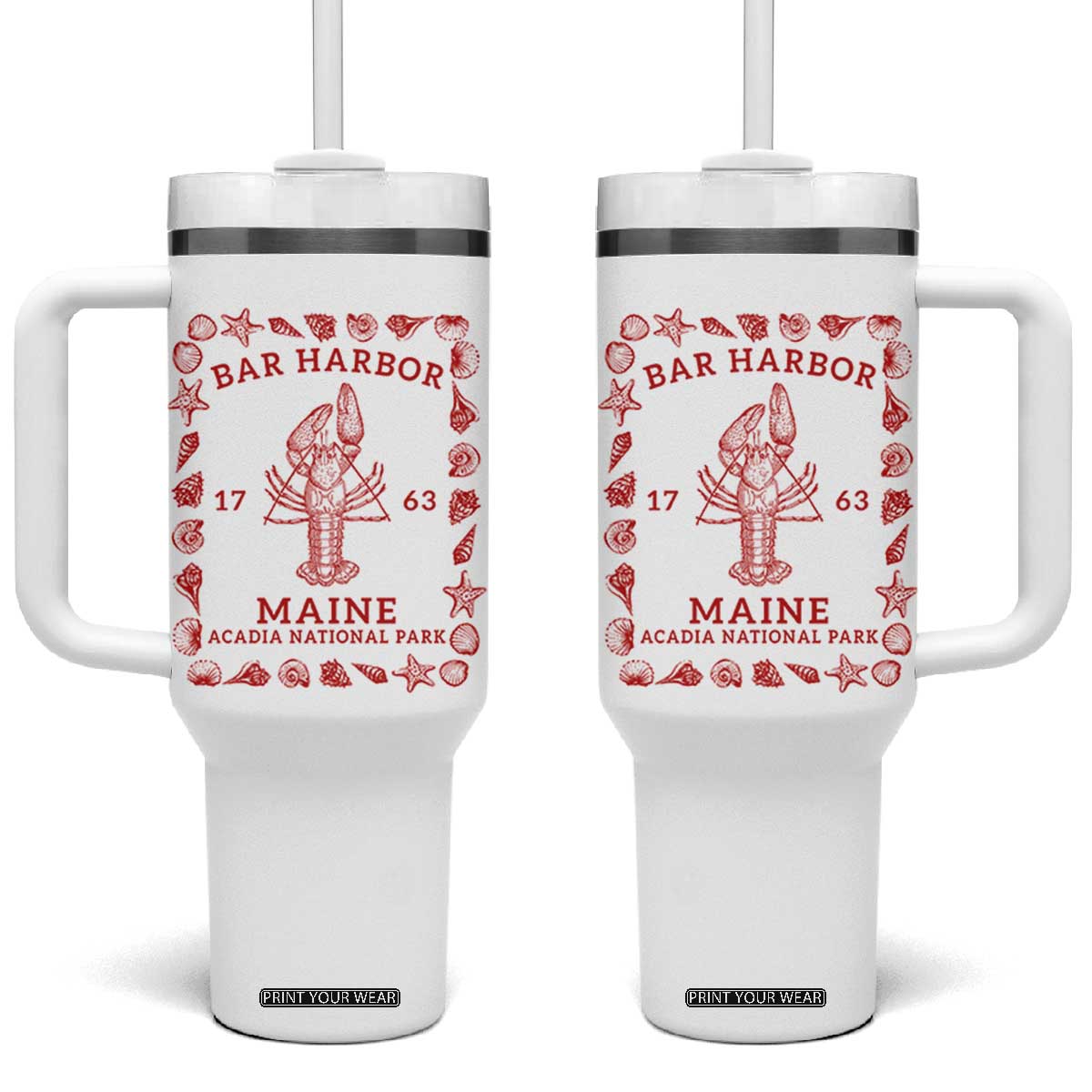 Bar Harbor Maine Lobster Acadia National Park 1763 Tumbler With Handle TS11 One Size: 40 oz White Print Your Wear