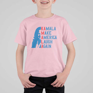 Harris Supporter T Shirt For Kid Make America Laugh Again Kamala Portrait TS11 Light Pink Print Your Wear