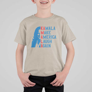 Harris Supporter T Shirt For Kid Make America Laugh Again Kamala Portrait TS11 Sand Print Your Wear