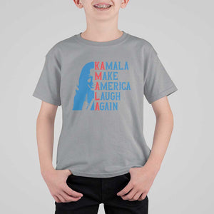 Harris Supporter T Shirt For Kid Make America Laugh Again Kamala Portrait TS11 Sport Gray Print Your Wear