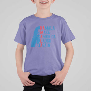 Harris Supporter T Shirt For Kid Make America Laugh Again Kamala Portrait TS11 Violet Print Your Wear