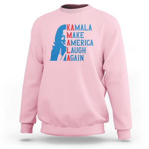 Harris Supporter Sweatshirt Make America Laugh Again Kamala Portrait TS11 Light Pink Print Your Wear